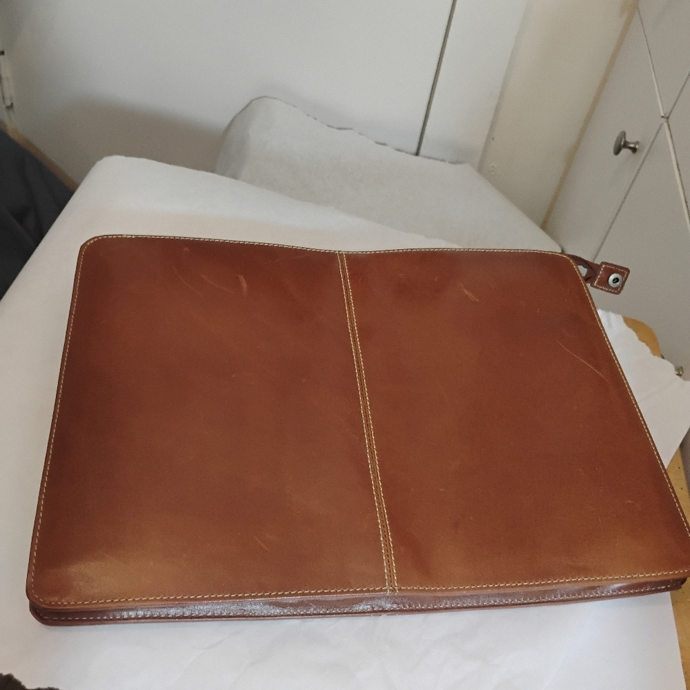 Fossil Courier Case Brown Portfolio Pouch Clutch Briefcase Storage Leather Displ - Picture 16 of 16